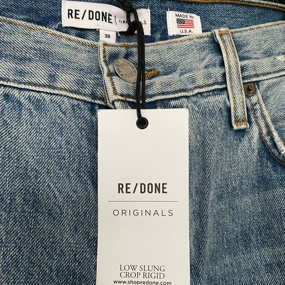 RE/DONE Distressed Low Slung Crop Rigid Jeans New Size 30 - Picture 4 of 10